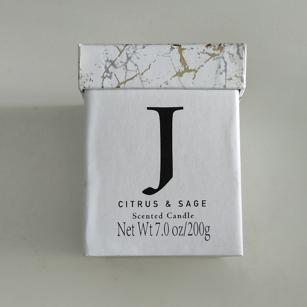Citrus & Sage Scented Candle Letter 'J'